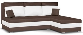Rozkládací rohová sedací souprava GUSTO Hnědá/Bílá