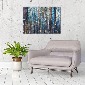 Sklenený obraz - Zimný les (70x50 cm)