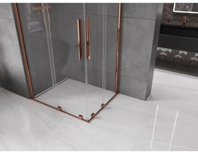 Mexen Velar Duo, sprchový kút s posuvnými dverami 90(dvere) x 80(dvere) cm, 8mm číre sklo, ružové zlato profil, 871-090-080-02-60