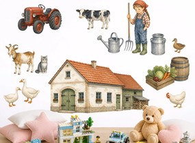 Poľnohospodárska farma nálepky na stenu do detskej izby hárok 75 x 59 cm