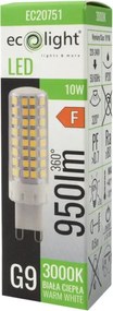 G9 LED žiarovka 10W 950lm 3000K - teplá biela