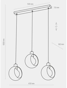 Luster na lanku CYKLOP 3xE27/60W/230V biela