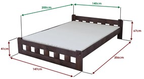 Posteľ Naomi zvýšená 140 x 200 cm, orech Rošt: S latkovým roštom, Matrac: Matrac COCO MAXI 20 cm