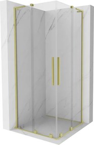 Mexen Velar L Duo, sprchový kút s posuvnými dverami 90 x 90 cm, 8mm číre sklo, zlatá matná, 871-090-090-02-03-55