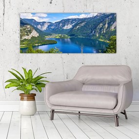 Obraz - Halštatské jazero, Hallstatt, Rakúsko (120x50 cm)