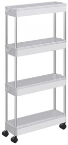 Plastový regál na kolieskach CART 13,5x42x83 cm biely