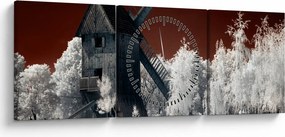 Obraz mlyna (s hodinami) (90x30 cm)