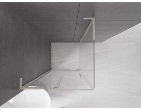 Mexen Velar L, sprchový kút s posuvnými dverami 100 x 100 cm, 8mm číre sklo, brúsená oceľ, 871-100-100-03-97