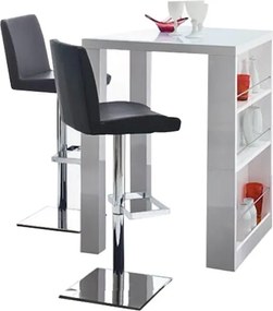 Barový stôl Bilbao - biely lesk / oceľ