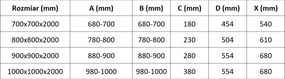Mexen Exo, výklopný štvorcový sprchový kút 90 x 90 cm, číre sklo, zlatá, 8110-090-090-50-00