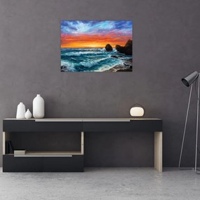 Sklenený obraz - Západ slnka (70x50 cm)