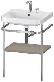 DURAVIT Happy D.2 Plus c-shaped kovový stojací podstavec s nábytkovým umývadlom s dvomi otvormi, 1 polička, 575 x 490 x 850 mm, chróm/kameňovo šedá matná lakovaná, HP4835E9292