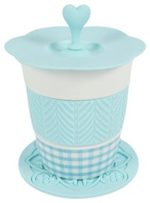 Porcelánový hrnček AQUELLE so silikónovými doplnkami 280 ml, modrý