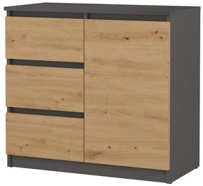 Komoda Musecalo 12 (antracit + dub artisan). Akcia -20%. Vlastná spoľahlivá doprava až k Vám domov. 1132866