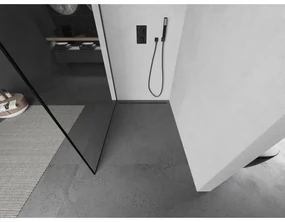 Mexen Kioto L, sprchová zástena Walk-In 60 x 200 cm, 8mm číre sklo čierny vzor, grafitový profil, 800-060-103-66-70