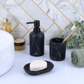 TENDANCE Miska na mydlo Everist Black Marble, čierna