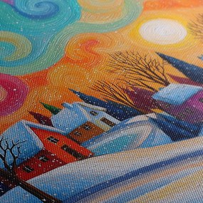 Vianočný obraz zimné čaro dedinky