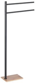 Gedy - Stojan na uteráky TRILLY 83,5 cm matná čierna/bambus
