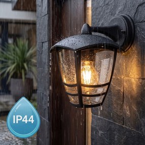 Toolight Toolight, JNH037-1G, vonkajšie nástenné svietidlo v tvare lampáša, 1×E27, IP44, čierna matná, OSW-56223