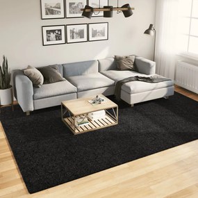 Chlpatý koberec vysoký vlas moderný čierny 240x340 cm 375285