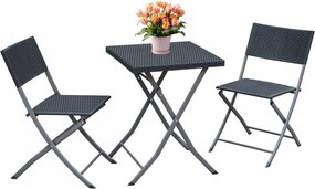 CH 3-dielny skladací záhradný set z technoratanu - antracitová