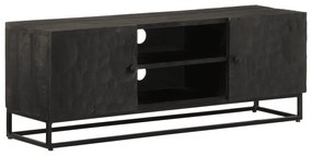 TV skrinka, čierna 110x30x40 cm, mangový masív a železo 372007