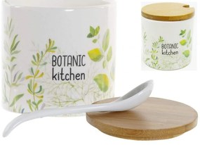 Cukornička s vrchnákom a lyžičkou "Botanic kitchen", 11,5x9,5x7,5 cm
