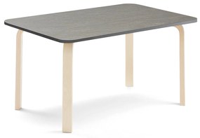Stôl ELTON, 1200x600x590 mm, linoleum - tmavošedá, breza