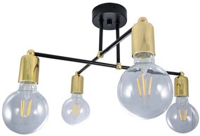 Stropné svietidlo Edison, zlaté telo svietidla