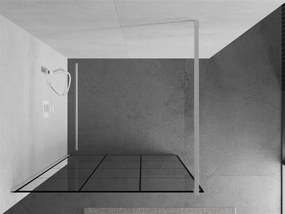Mexen Kioto, Walk-In sprchová zástena 120 x 200 cm, 8mm sklo číre/čierny vzor, biely profil, 800-120-101-20-77