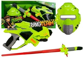 LEAN Toys Vesmírna zbraň: laserová pištoľ, svetelný meč a maska, zelená