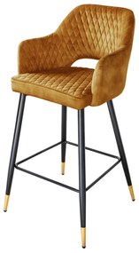 Barová stolička Paris dekoračné prešívanie zamatovo horčicová žltá