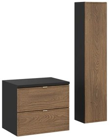Koupelnová sestava s deskou a skříňkami Talia Casella 60 cm černý mat/dub casella