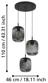 Eglo 900686 - Luster na lanku ROMAZZINA 3xE27/40W/230V čierna