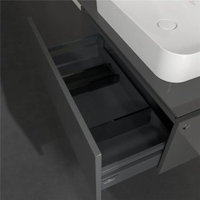 VILLEROY &amp; BOCH Legato závesná skrinka pod umývadlo na dosku (umývadlo v strede), 1 zásuvka, 800 x 500 x 380 mm, Glossy Grey, B75300FP