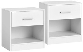 Súprava nočných stolíkov E1081 WT, biela, 2 ks