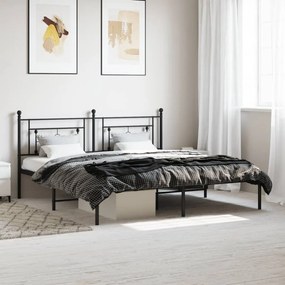 Kovový rám postele s čelom čierny 180x200 cm 374343