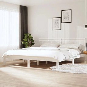 vidaXL Posteľný rám biely masívne drevo 180x200 cm 6FT Super King