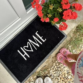 Mujkoberec Original, Protišmyková rohožka Home 104503 Anthracite / Cream – na von aj na doma, 45x75, čierna, chodba / predsieň