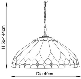 Endon 63977 - Luster na reťazi Tiffany BROOKLYN 1xE27/60W/230V pr. 40 cm
