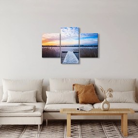 Obraz - Zamrznuté jazero, Ełk, Mazury, Poľsko (90x60 cm)