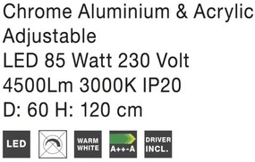 LED luster Aria 75W 60 chrome