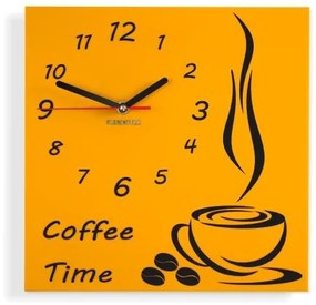 Coffee Time nástenné kuchynské hodiny oranžová