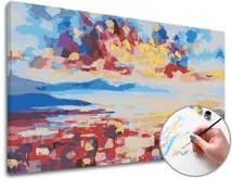 Maľovanie podľa čísel ZÁPAD SLNKA NAD HORAMI – stredná náročnosť