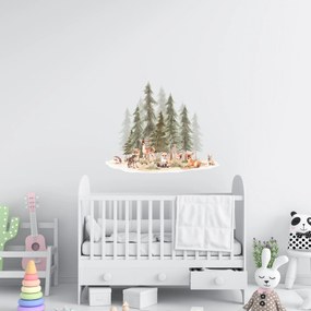 PIPPER. Textilná nálepka na stenu "Les so zvieratkami 3" Veľkosť: 72x60cm