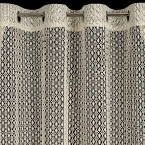 Záclona na kruhy s romantickým háčkovaným ažúrovým vzorom - béžová Šírka: 140 cm | Dĺžka: 250 cm