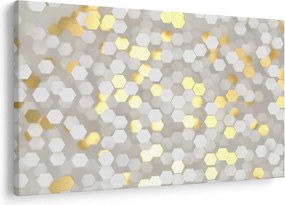 Obraz - Zlato-biele hexagóny (90x60 cm)