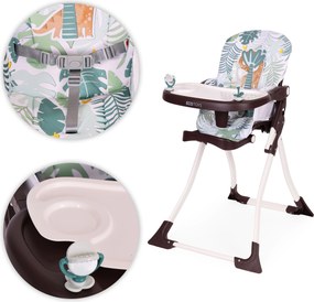 ECOTOYS Detská jedálenská stolička pre deti 6–36 mesiacov, 3-bodové pásy, podnožka