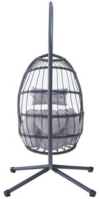 Autronic Závesné kreslo, kov, polyratan, sivá,AZ-V 1269GREY