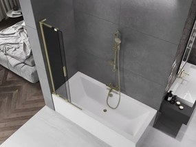 Mexen Velar L, 2-krídlová posuvná vaňová zástena 70 x 150 cm, 8mm šedé sklo, zlatá matná, 896-070-003-41-55